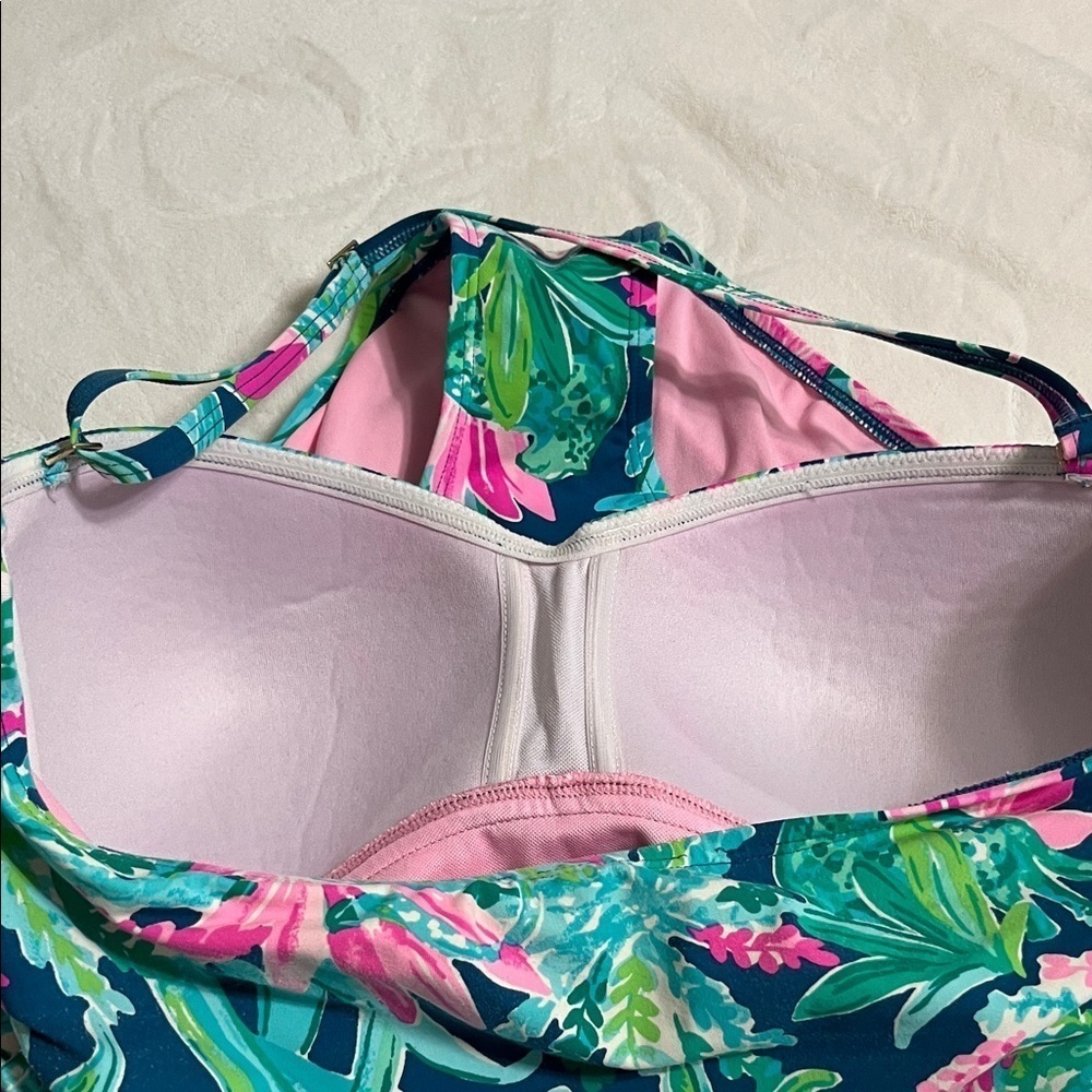 Lilly Pulitzer Blue and Pink Floral Kids One Piece - Picture 7 of 11